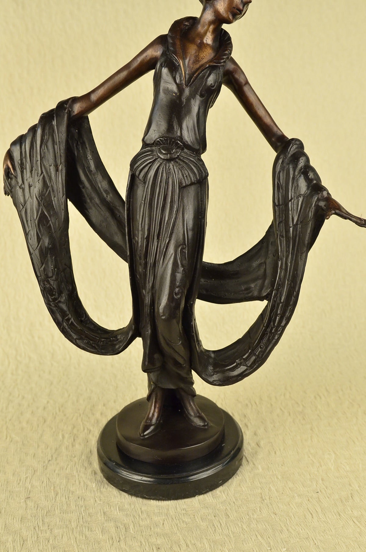 Signed Special Patina Art Nouveau French Model Actress Bronze Figurine Hot Cast