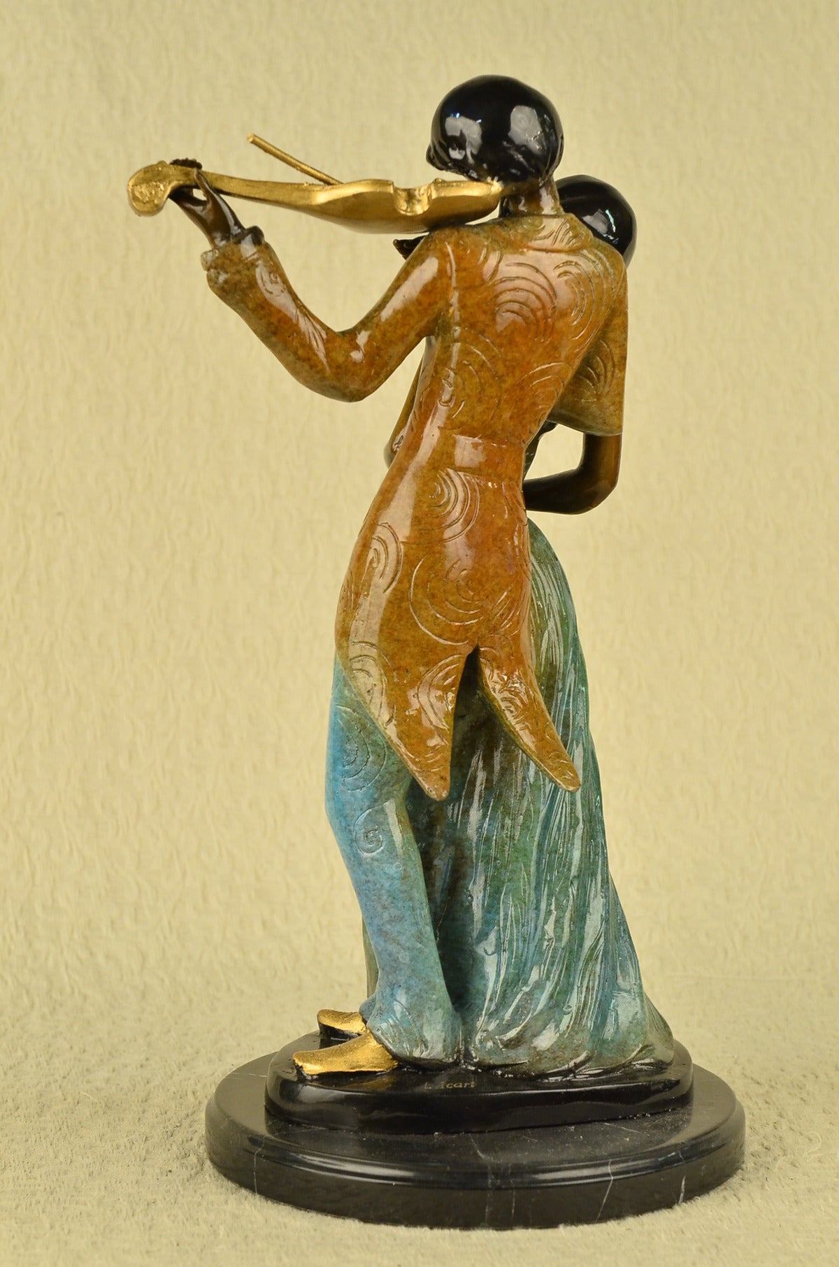 Handcrafted bronze sculpture SALE Hot Player Violin Lady Young Serenading Man