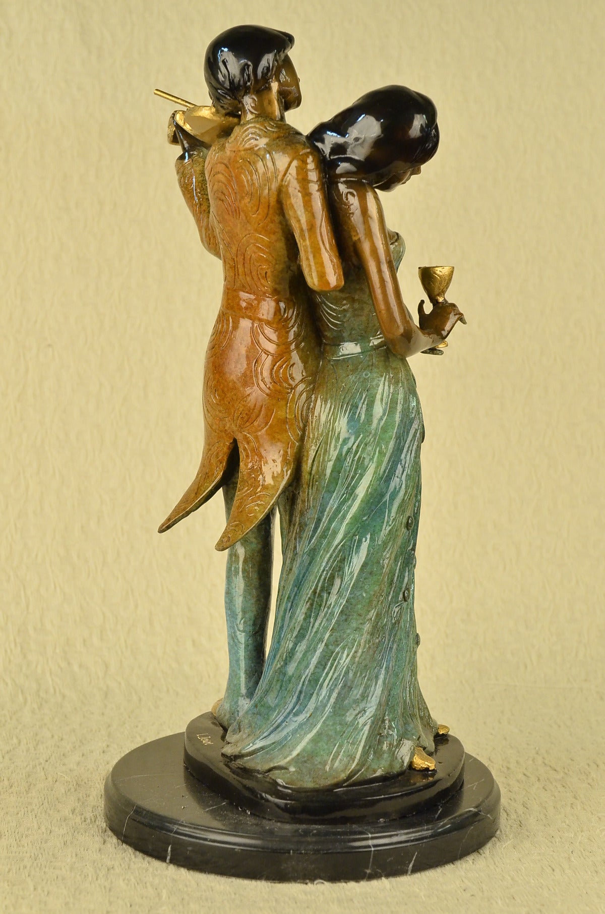 Handcrafted bronze sculpture SALE Hot Player Violin Lady Young Serenading Man