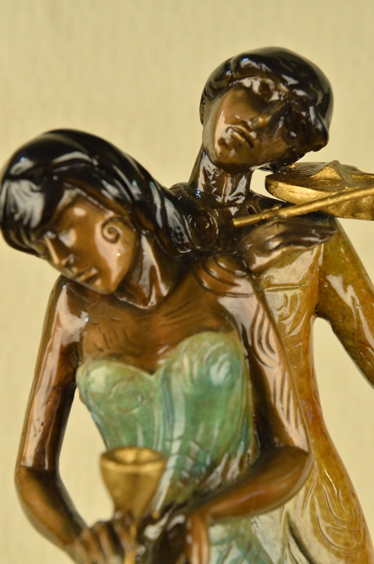 Handcrafted bronze sculpture SALE Hot Player Violin Lady Young Serenading Man