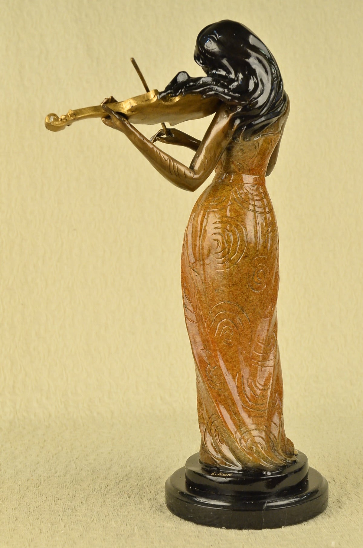 Details about CLEARANCE SALE Bronze Art Decor Violin Player Bronze Sculpture Sta