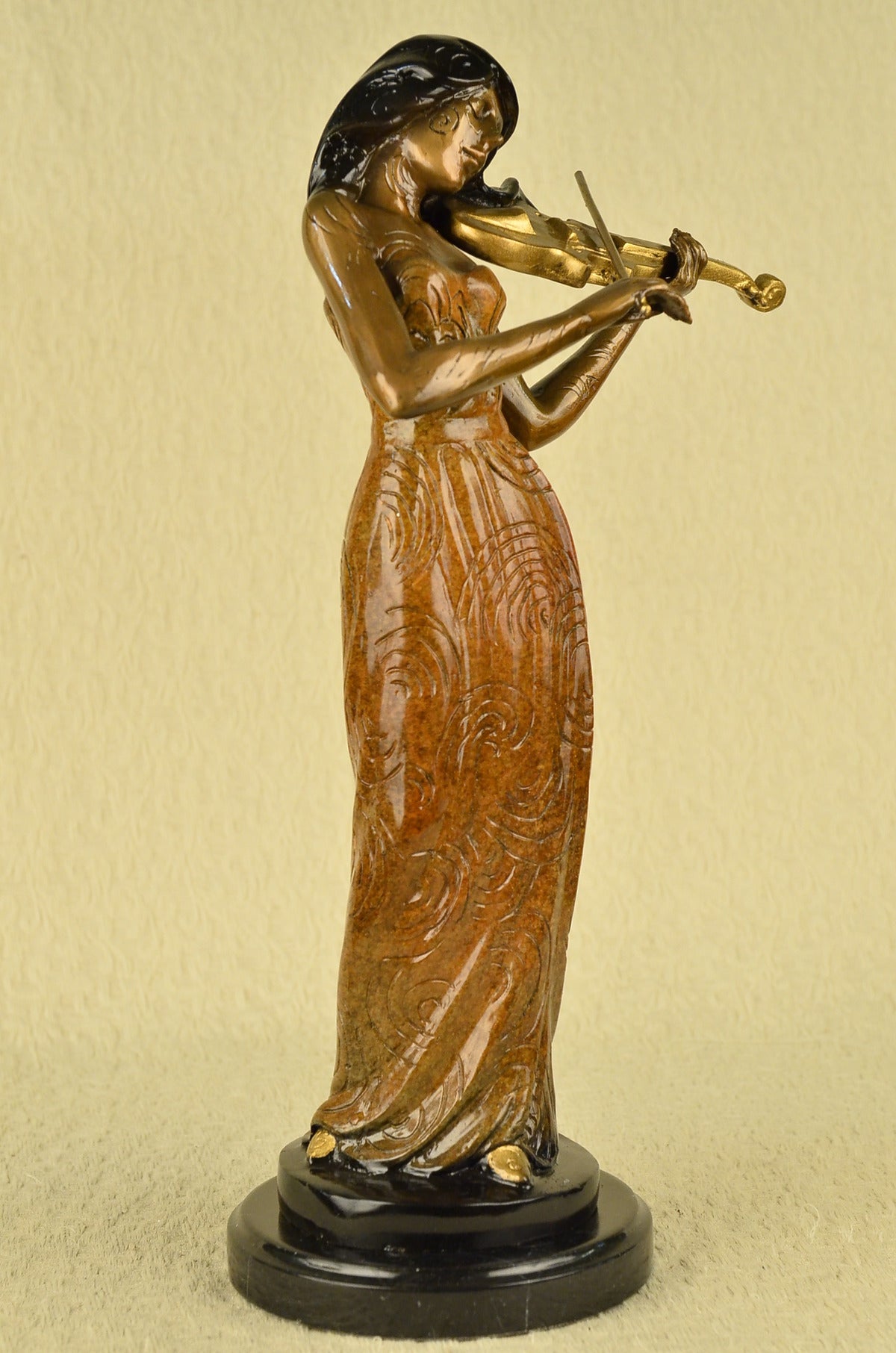 Details about CLEARANCE SALE Bronze Art Decor Violin Player Bronze Sculpture Sta