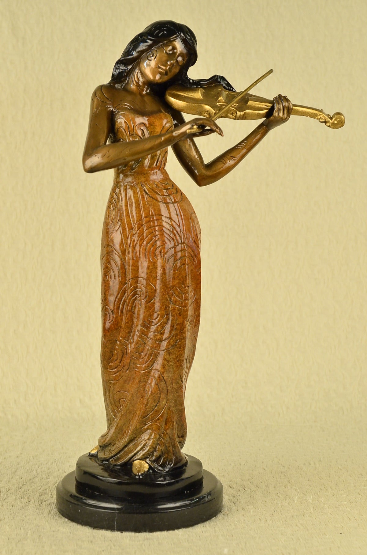 Details about CLEARANCE SALE Bronze Art Decor Violin Player Bronze Sculpture Sta