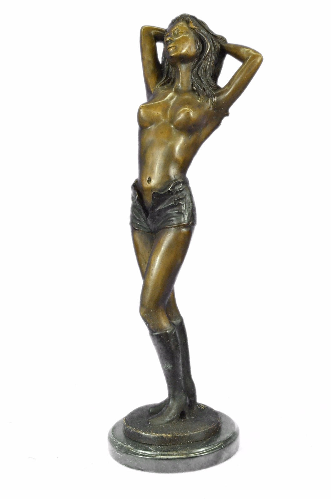 Bronze Sculpture Signed And Numbered Colett Lady in Short Bronze Figurine Figure