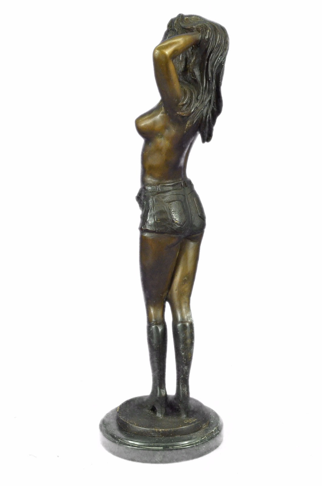 Bronze Sculpture Signed And Numbered Colett Lady in Short Bronze Figurine Figure