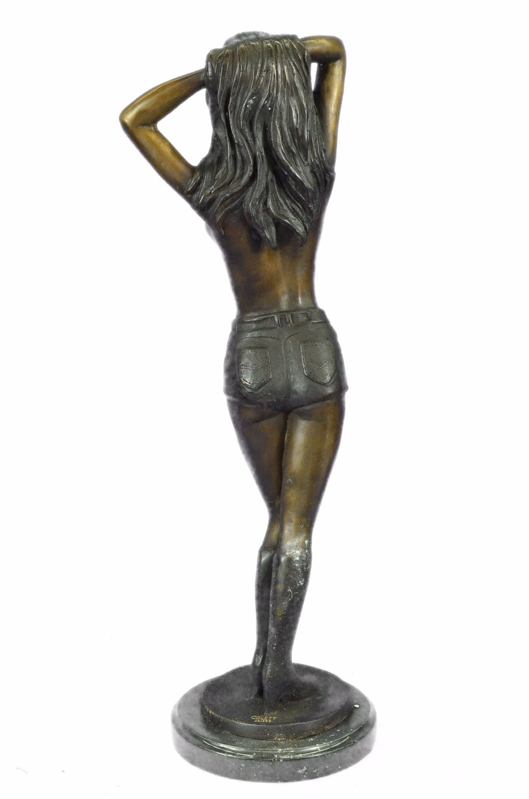 Bronze Sculpture Signed And Numbered Colett Lady in Short Bronze Figurine Figure