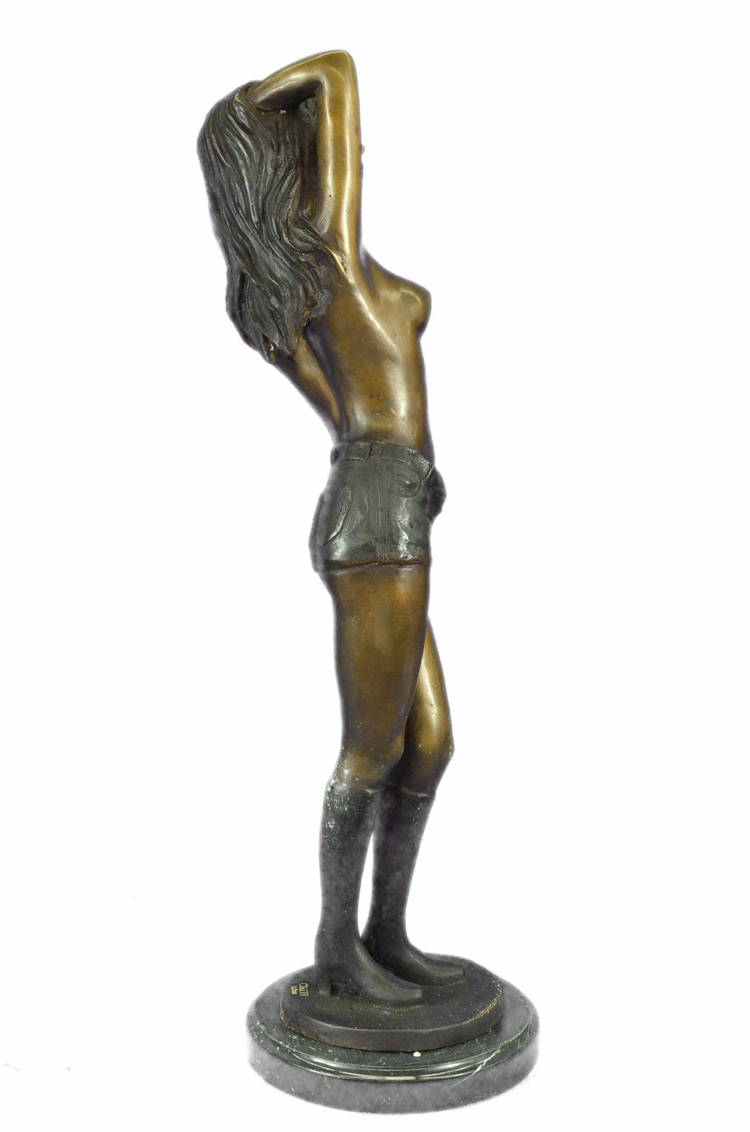 Bronze Sculpture Signed And Numbered Colett Lady in Short Bronze Figurine Figure