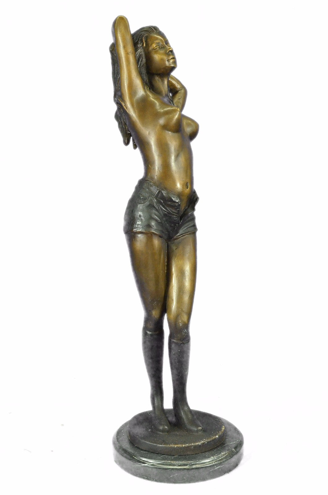 Bronze Sculpture Signed And Numbered Colett Lady in Short Bronze Figurine Figure