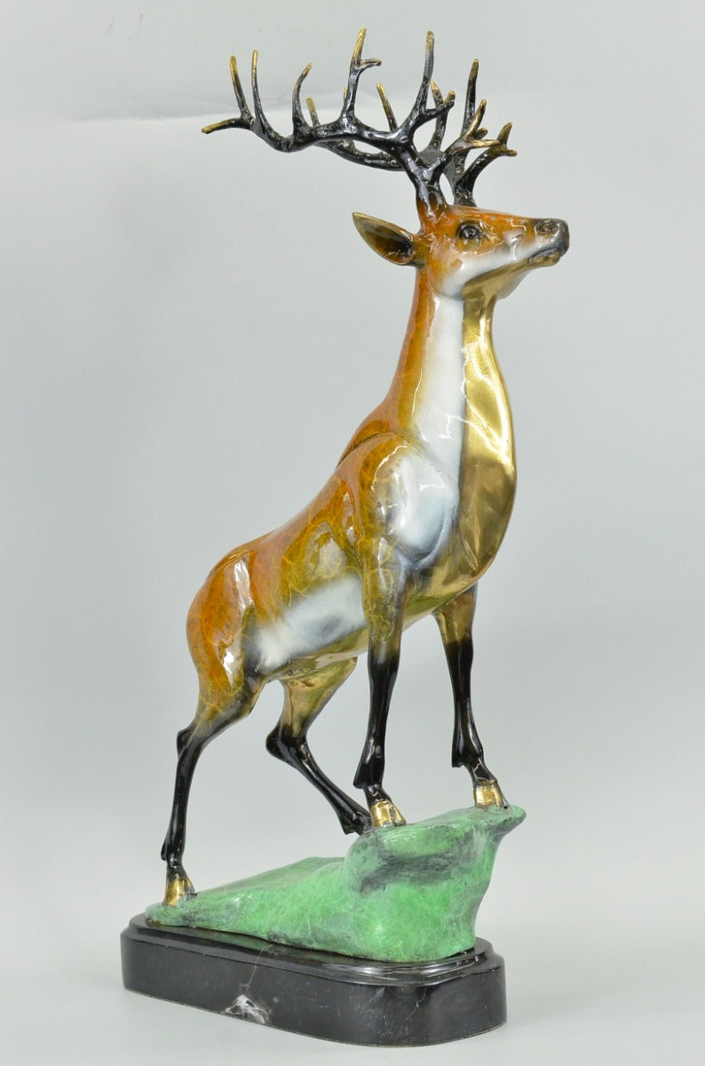 Chalet Lodge Gift Elk Stag Buck Deer Hunter Bronze Marble Statue Lodge Sculpture