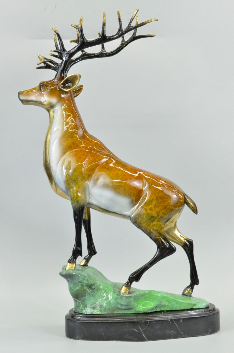 Chalet Lodge Gift Elk Stag Buck Deer Hunter Bronze Marble Statue Lodge Sculpture