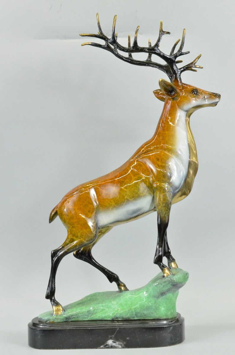 Chalet Lodge Gift Elk Stag Buck Deer Hunter Bronze Marble Statue Lodge Sculpture