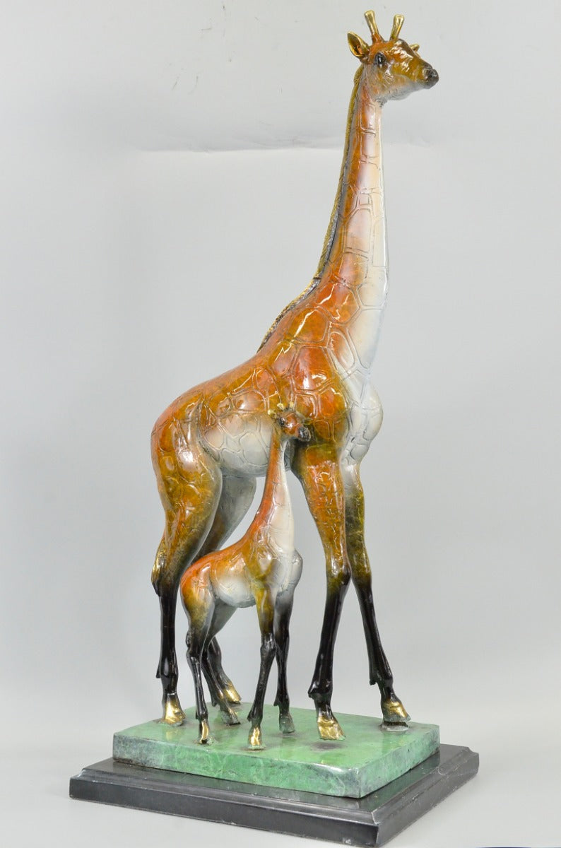 Bronze Giraffe Sculpture Art Decor Marble Base Figurine Statue Limited Edition U