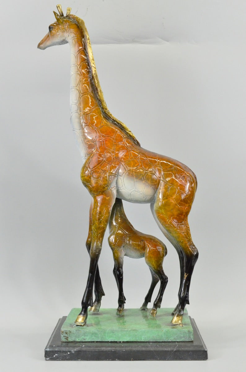 Bronze Giraffe Sculpture Art Decor Marble Base Figurine Statue Limited Edition U