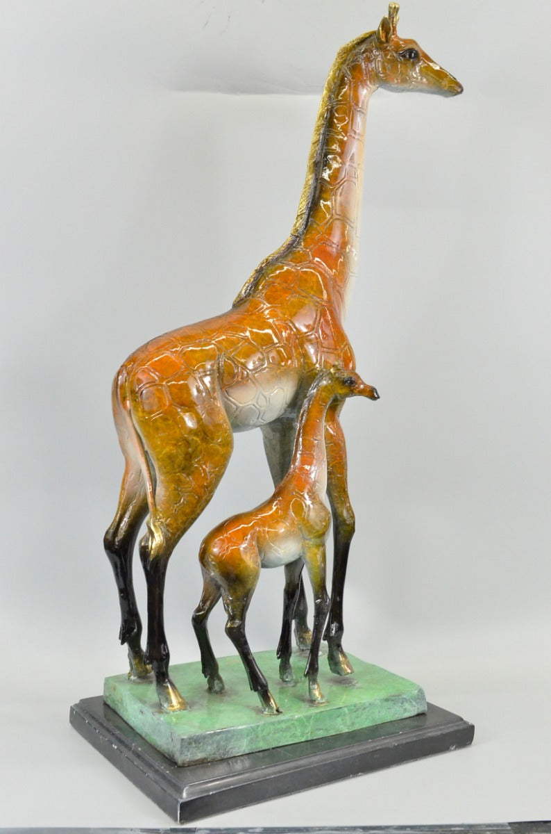 Bronze Giraffe Sculpture Art Decor Marble Base Figurine Statue Limited Edition U