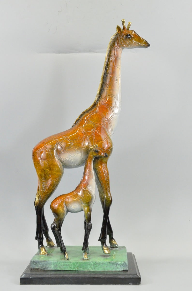 Bronze Giraffe Sculpture Art Decor Marble Base Figurine Statue Limited Edition U