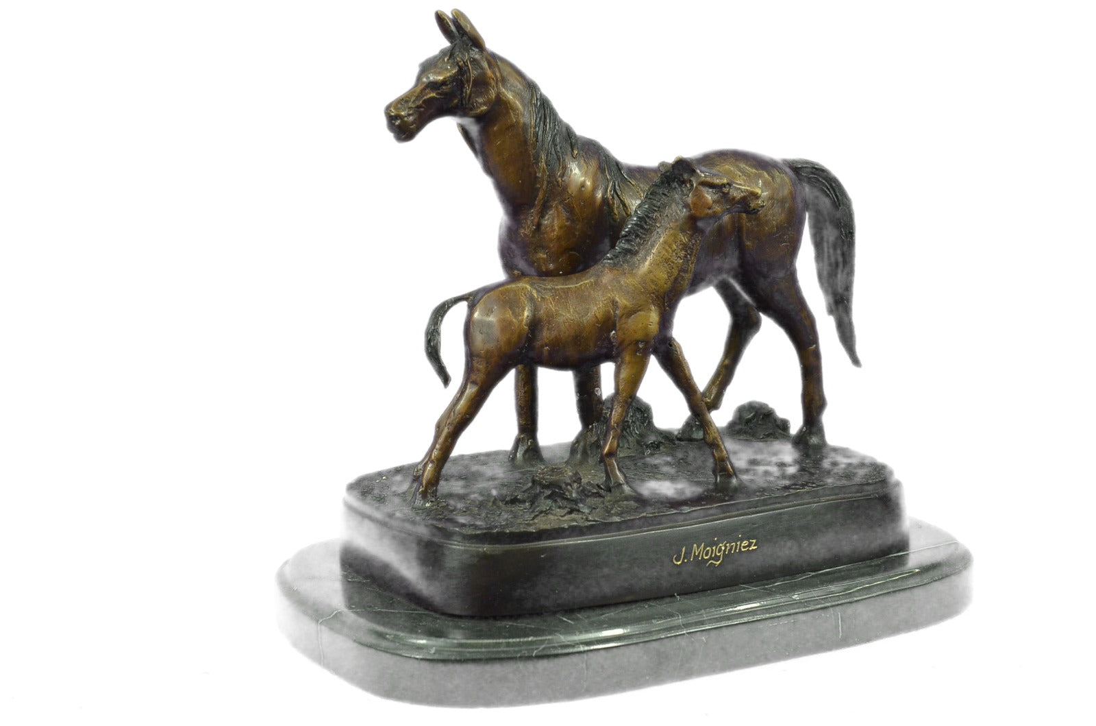 Handcrafted bronze sculpture SALE Deco Art Farm Stallion Horse Baby Her W Mare