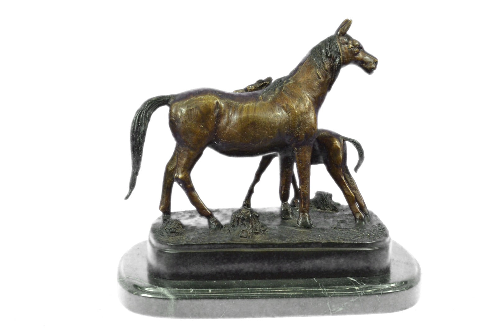 Handcrafted bronze sculpture SALE Deco Art Farm Stallion Horse Baby Her W Mare