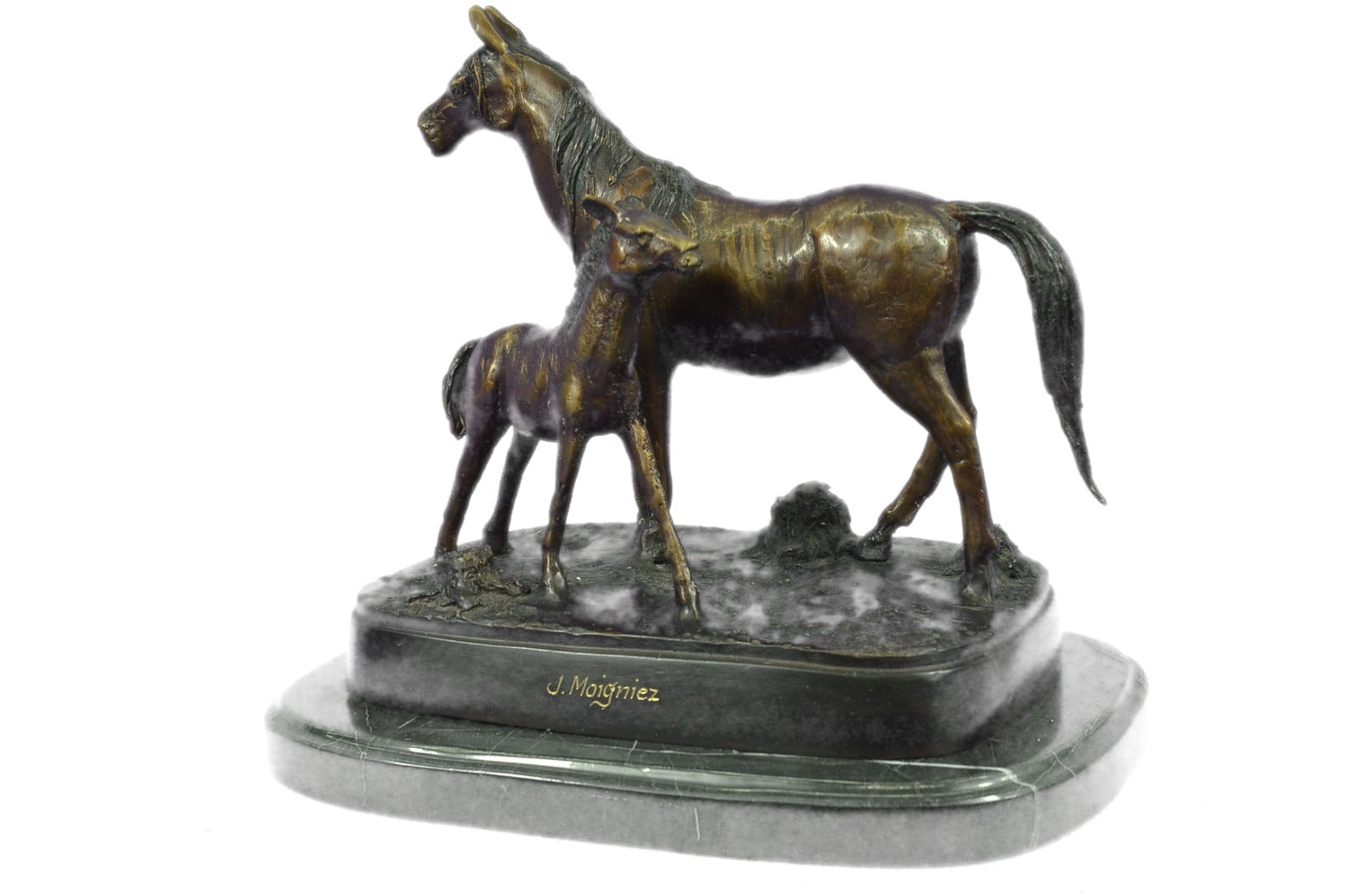 Handcrafted bronze sculpture SALE Deco Art Farm Stallion Horse Baby Her W Mare