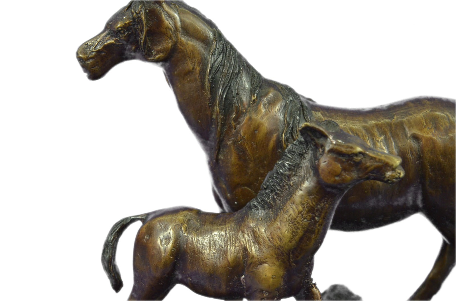 Handcrafted bronze sculpture SALE Deco Art Farm Stallion Horse Baby Her W Mare