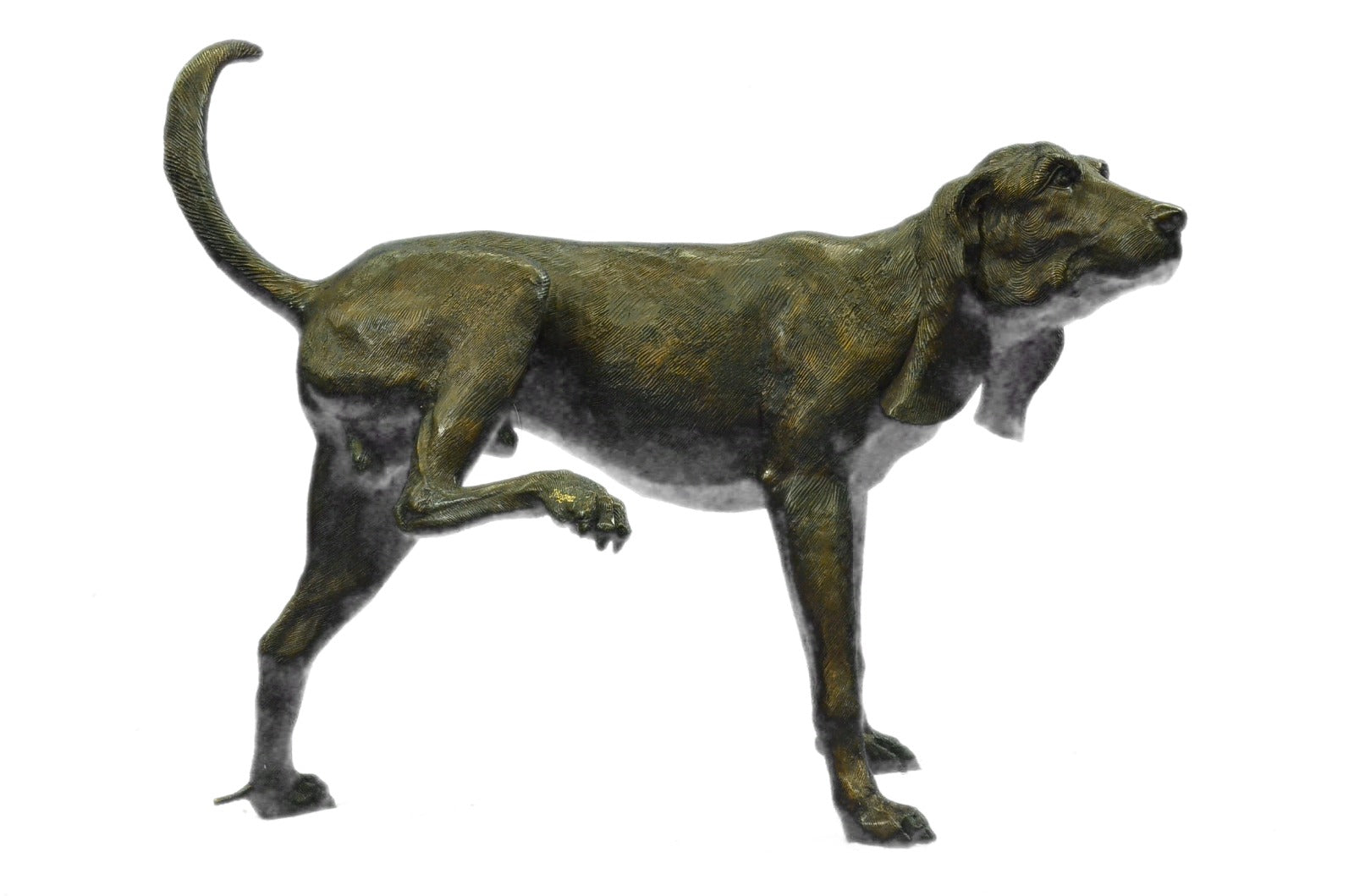 Art Deco Bronze Sculpture Statue Basset Bloodhound Hound Dog Sleuth Figurine