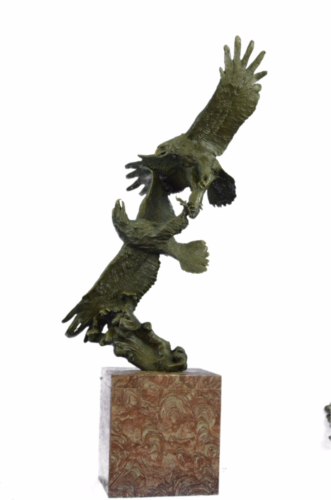 Massive Taking Flight Two Eagle Bronze Sculpture Made By Lost Wax Method Figurine