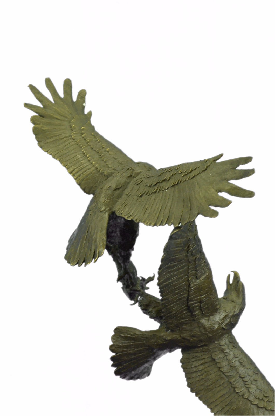Massive Taking Flight Two Eagle Bronze Sculpture Made By Lost Wax Method Figurine