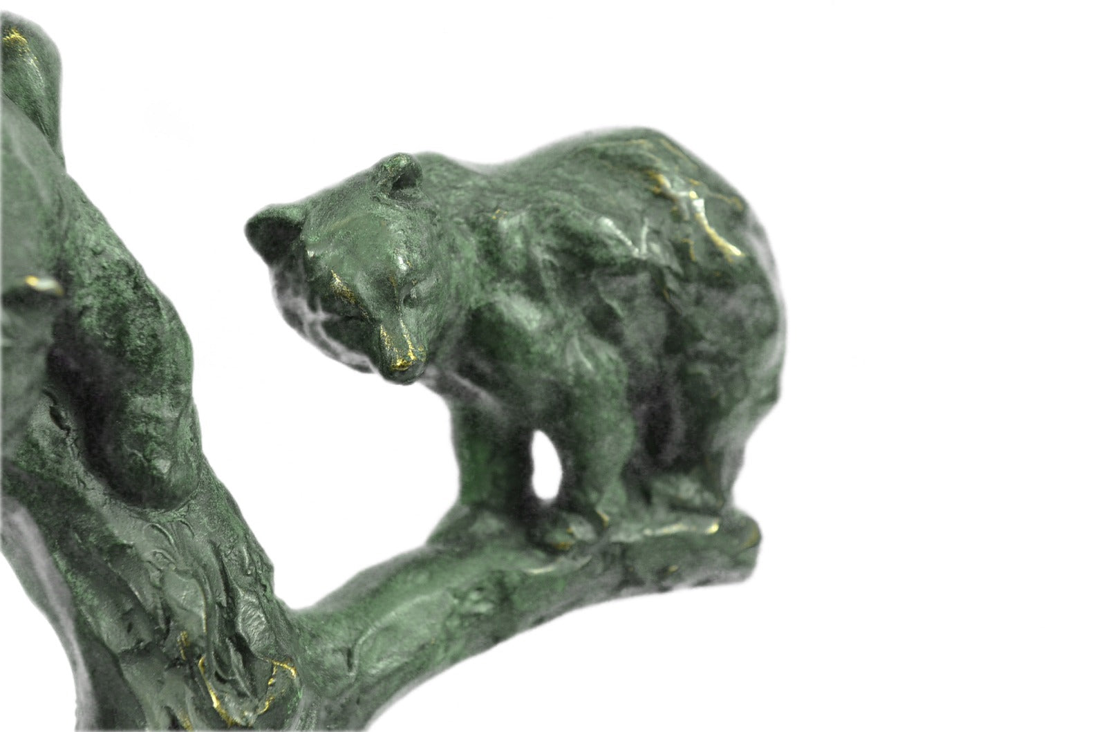 Art Deco Hot Cast 3 Brown Bears Bronze Sculpture on a White Marble Base Figurine