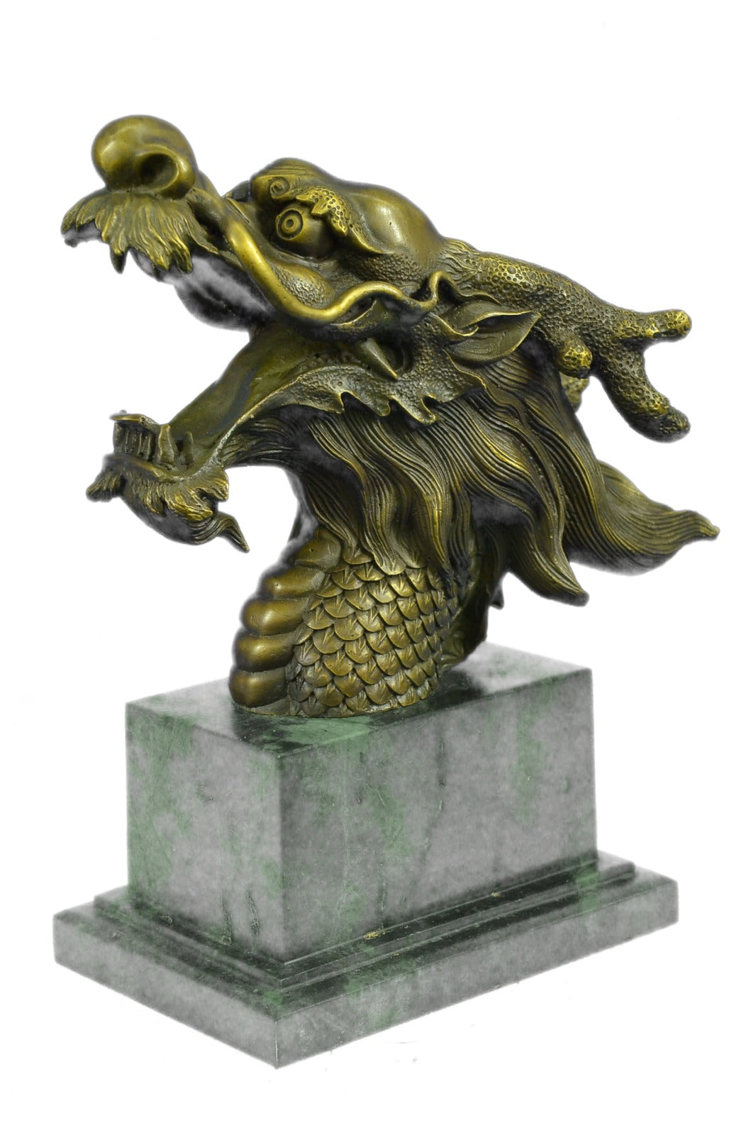 Mythical Dragon Head Bronze Sculpture Sign of Good Luck Bronze Sculpture Figure