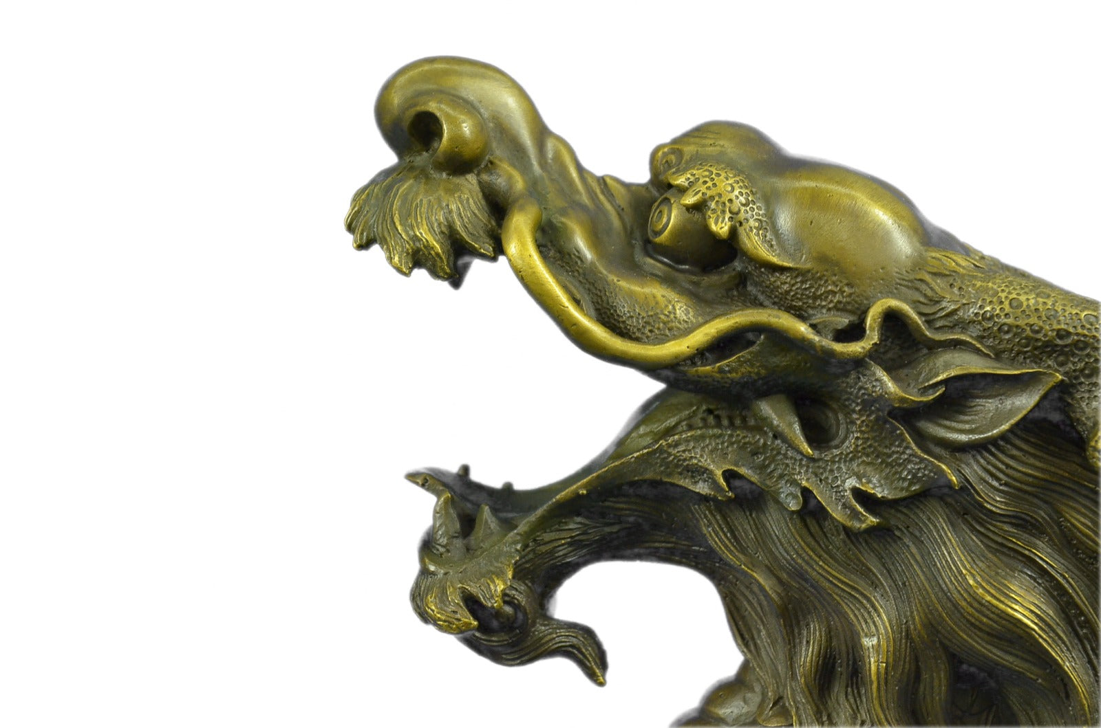 Mythical Dragon Head Bronze Sculpture Sign of Good Luck Bronze Sculpture Figure