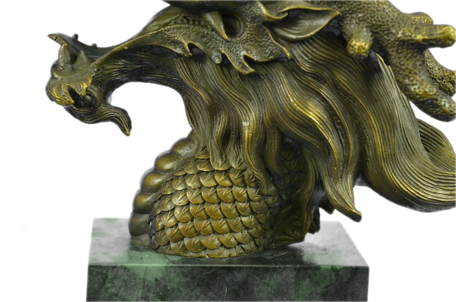 Mythical Dragon Head Bronze Sculpture Sign of Good Luck Bronze Sculpture Figure