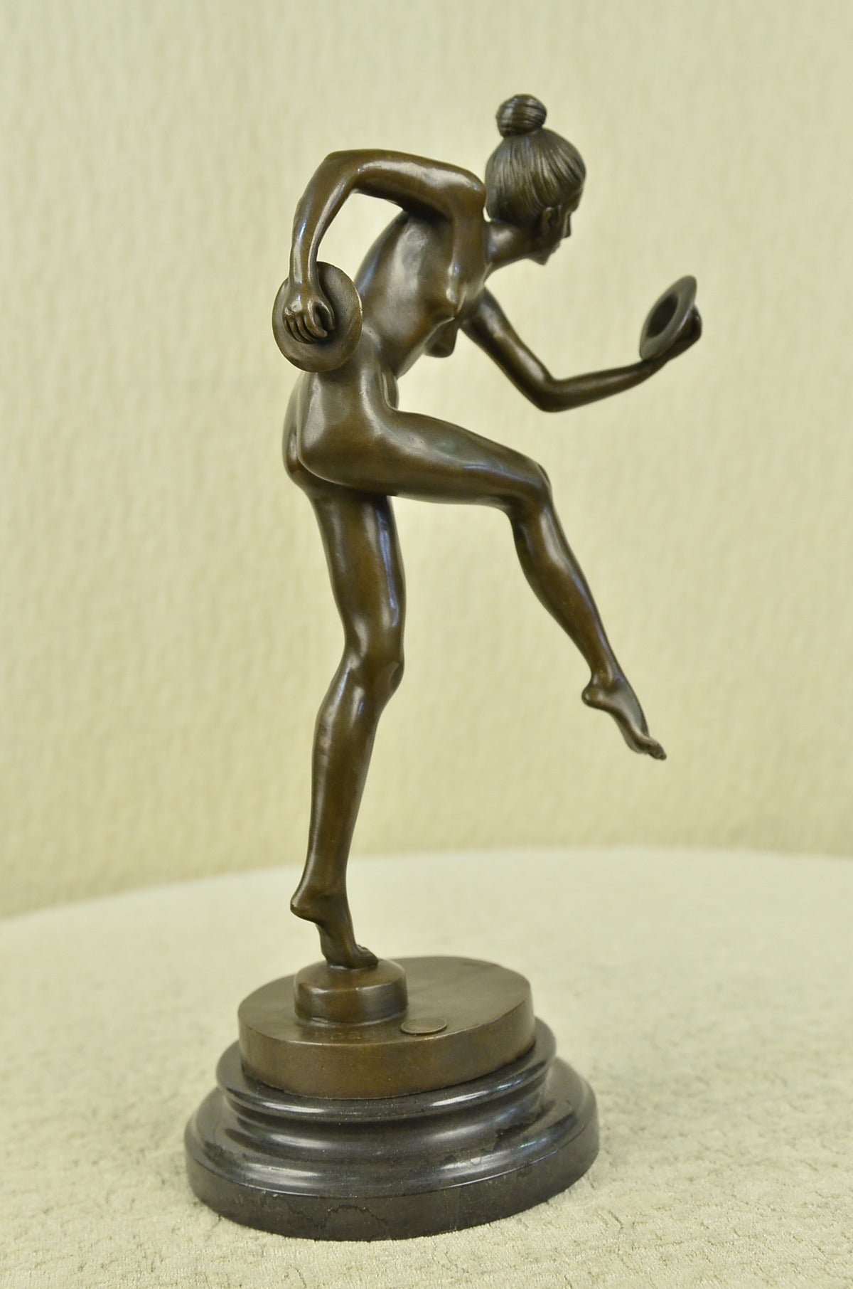 Nude Girl Erotic Athletic Sensual Elegant Bronze Marble Statue Classical Gift