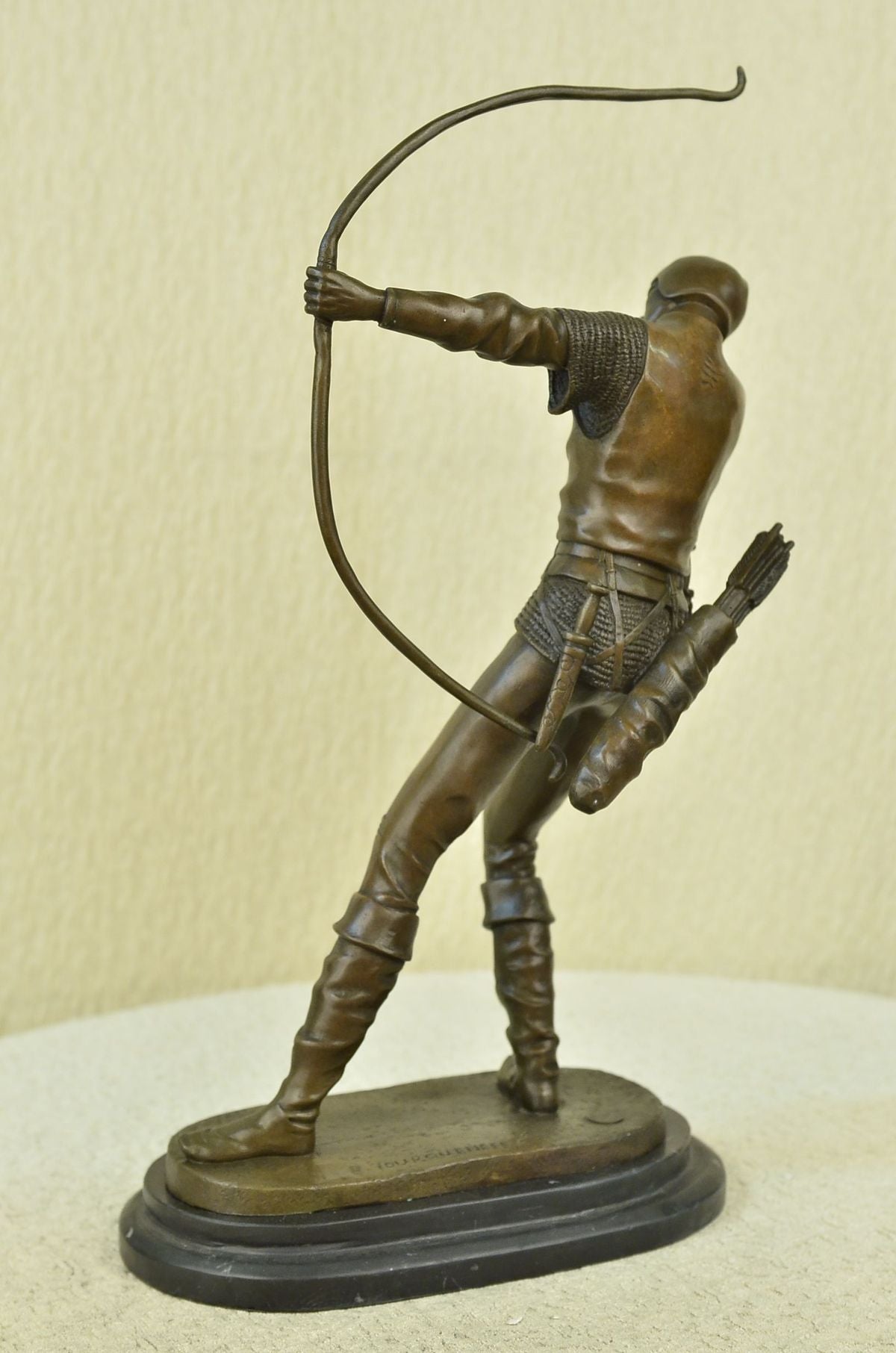 Bronze Metal Art Deco Classic Sculpture Male Archer Bow Arrow Statue Marble SALE