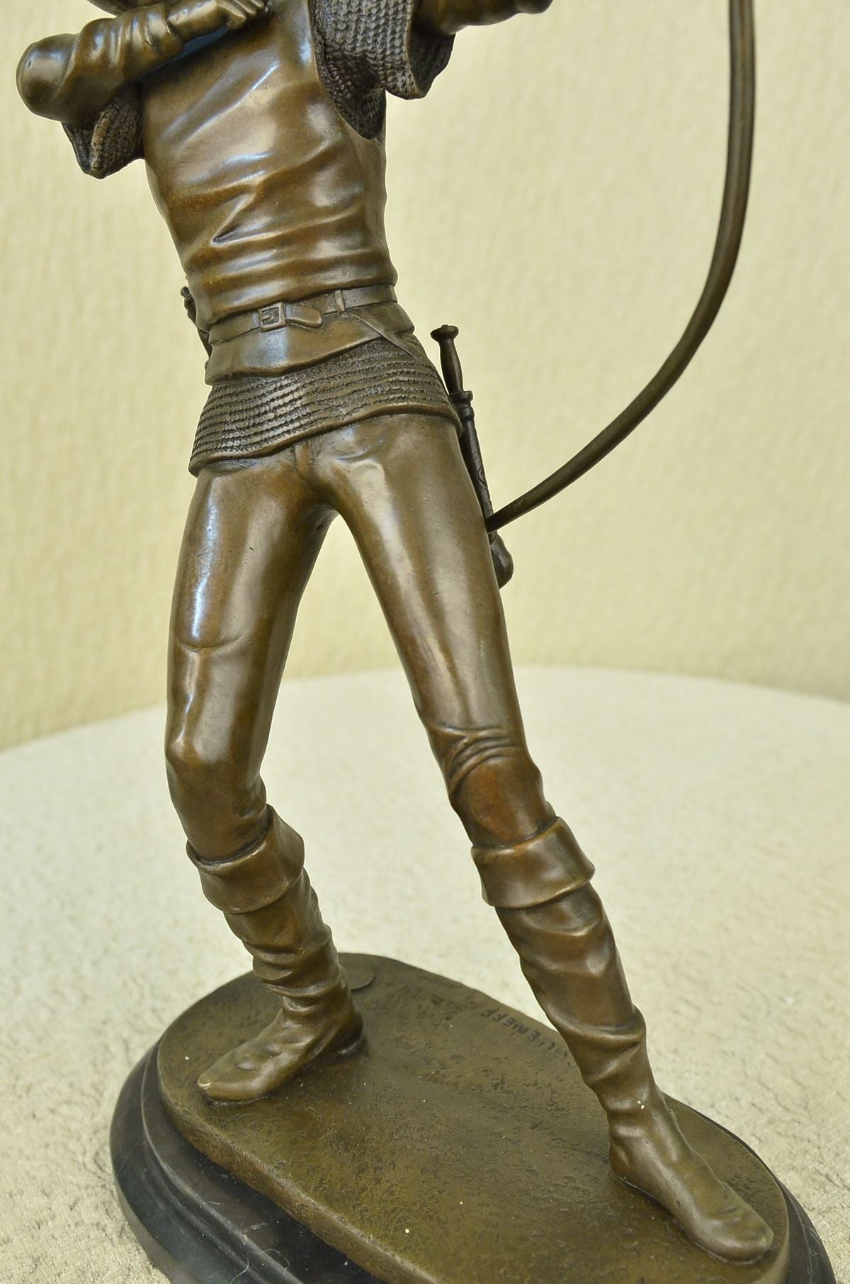 Bronze Metal Art Deco Classic Sculpture Male Archer Bow Arrow Statue Marble SALE