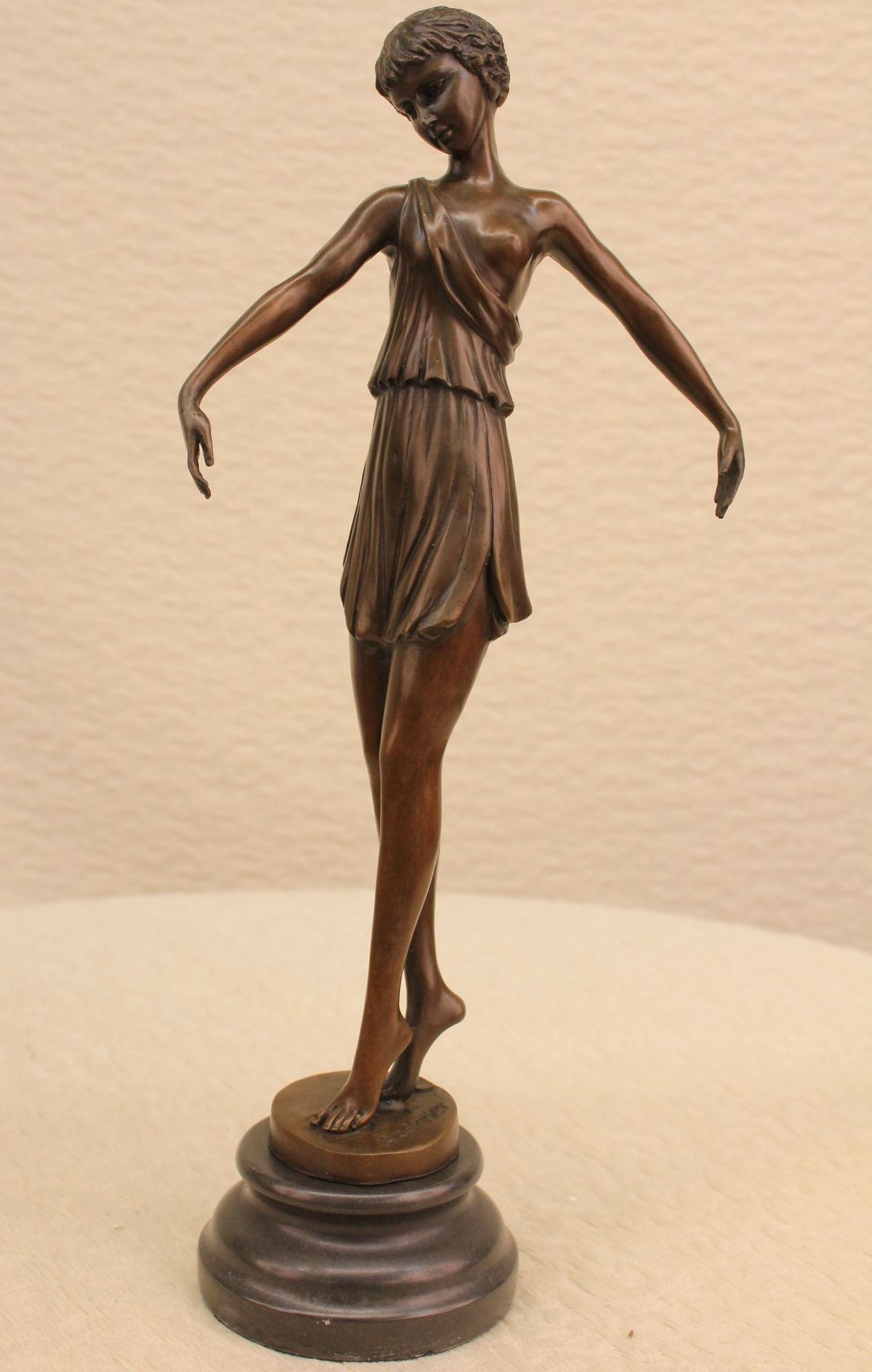 Roman Semi Nude Girl Bronze Sculpture Toga Dress Figurine Figure Statue Decor