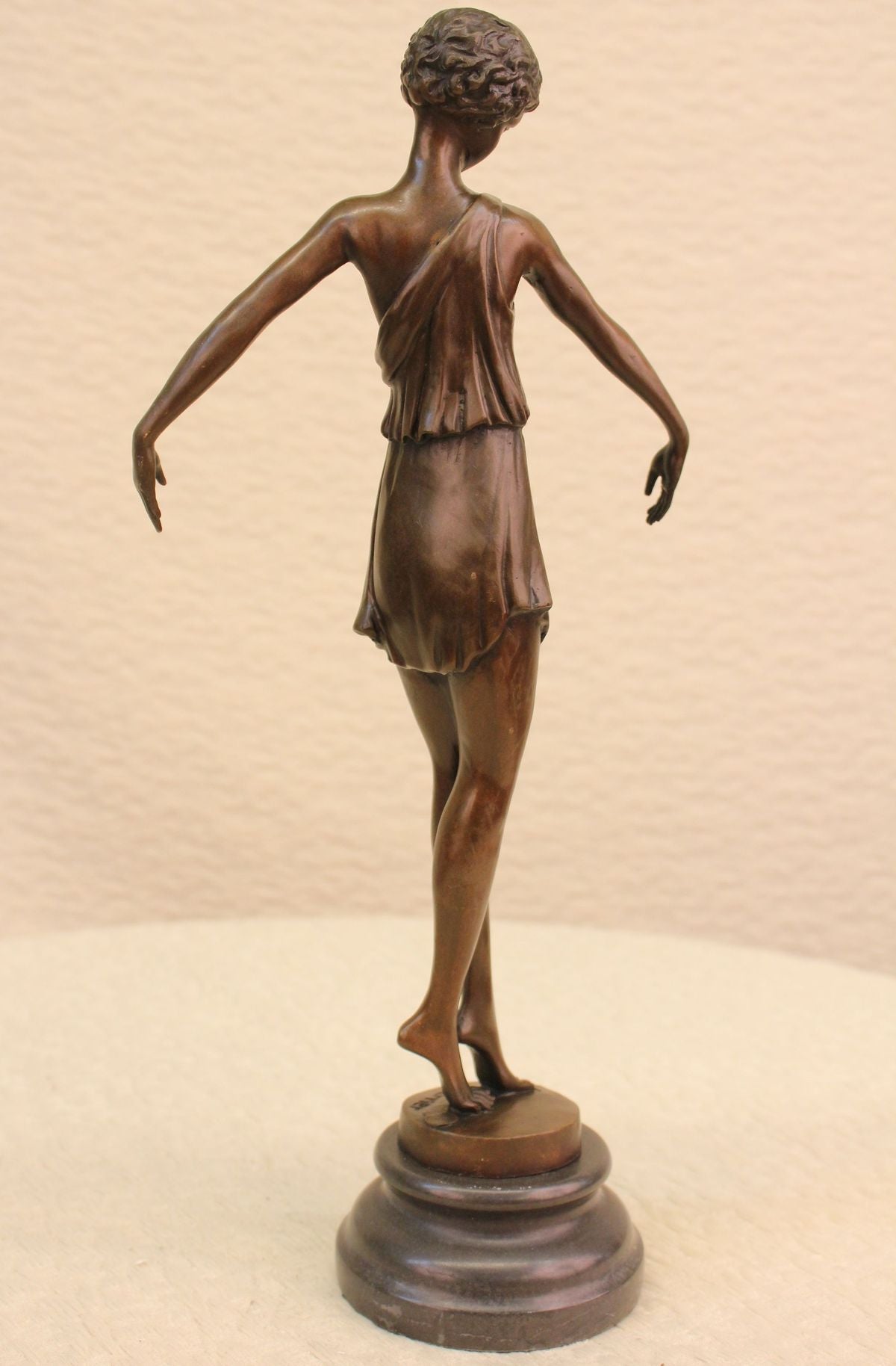 Roman Semi Nude Girl Bronze Sculpture Toga Dress Figurine Figure Statue Decor