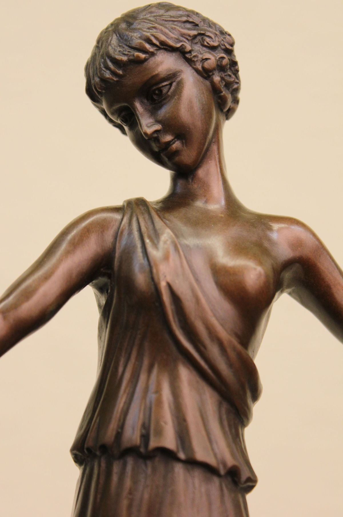 Roman Semi Nude Girl Bronze Sculpture Toga Dress Figurine Figure Statue Decor