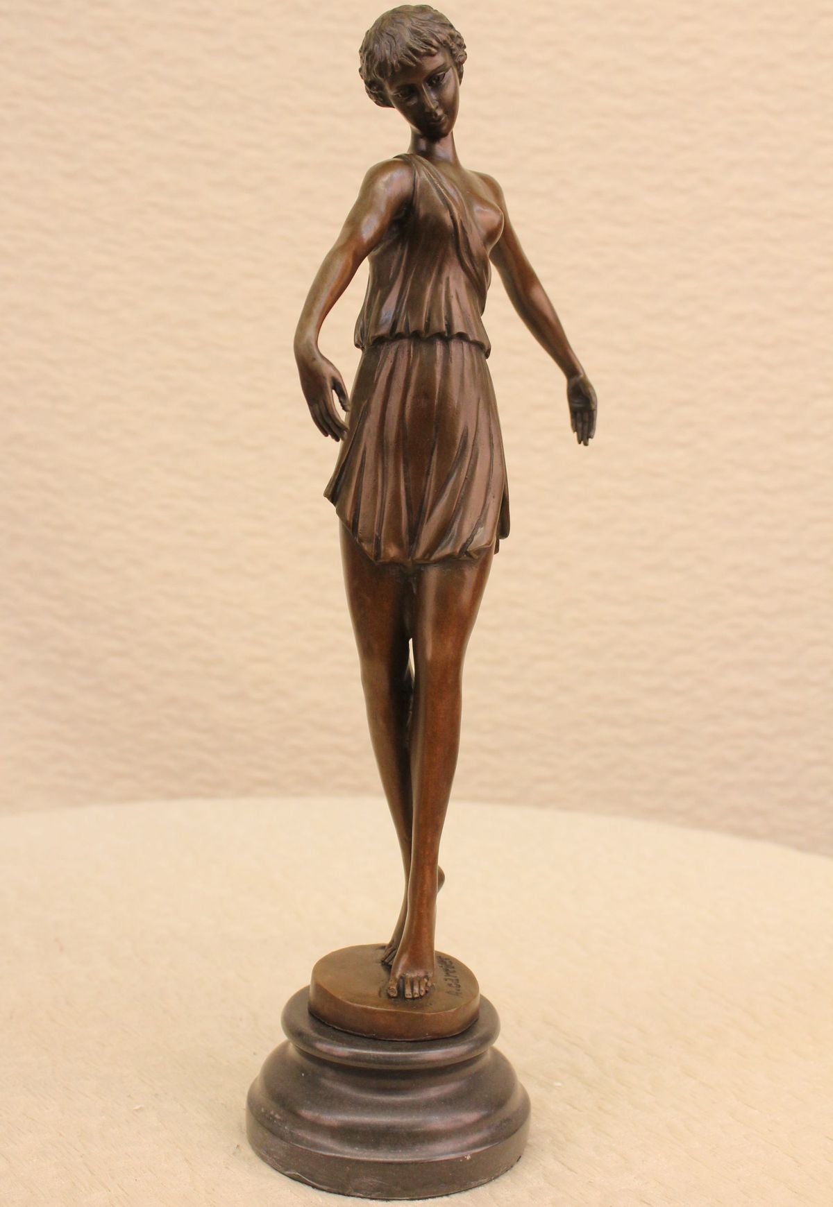 Roman Semi Nude Girl Bronze Sculpture Toga Dress Figurine Figure Statue Decor