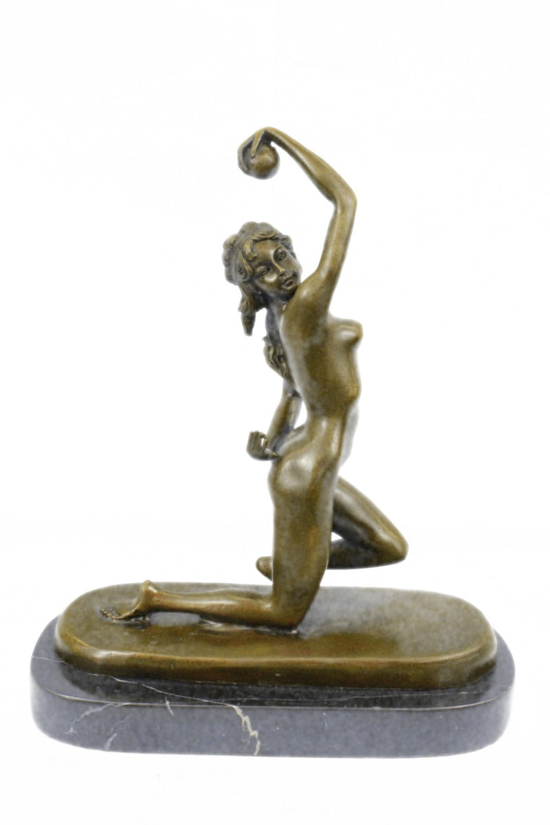 Nude Woman by Moore. Bronze sculpture art deco statue- marble base Figurine