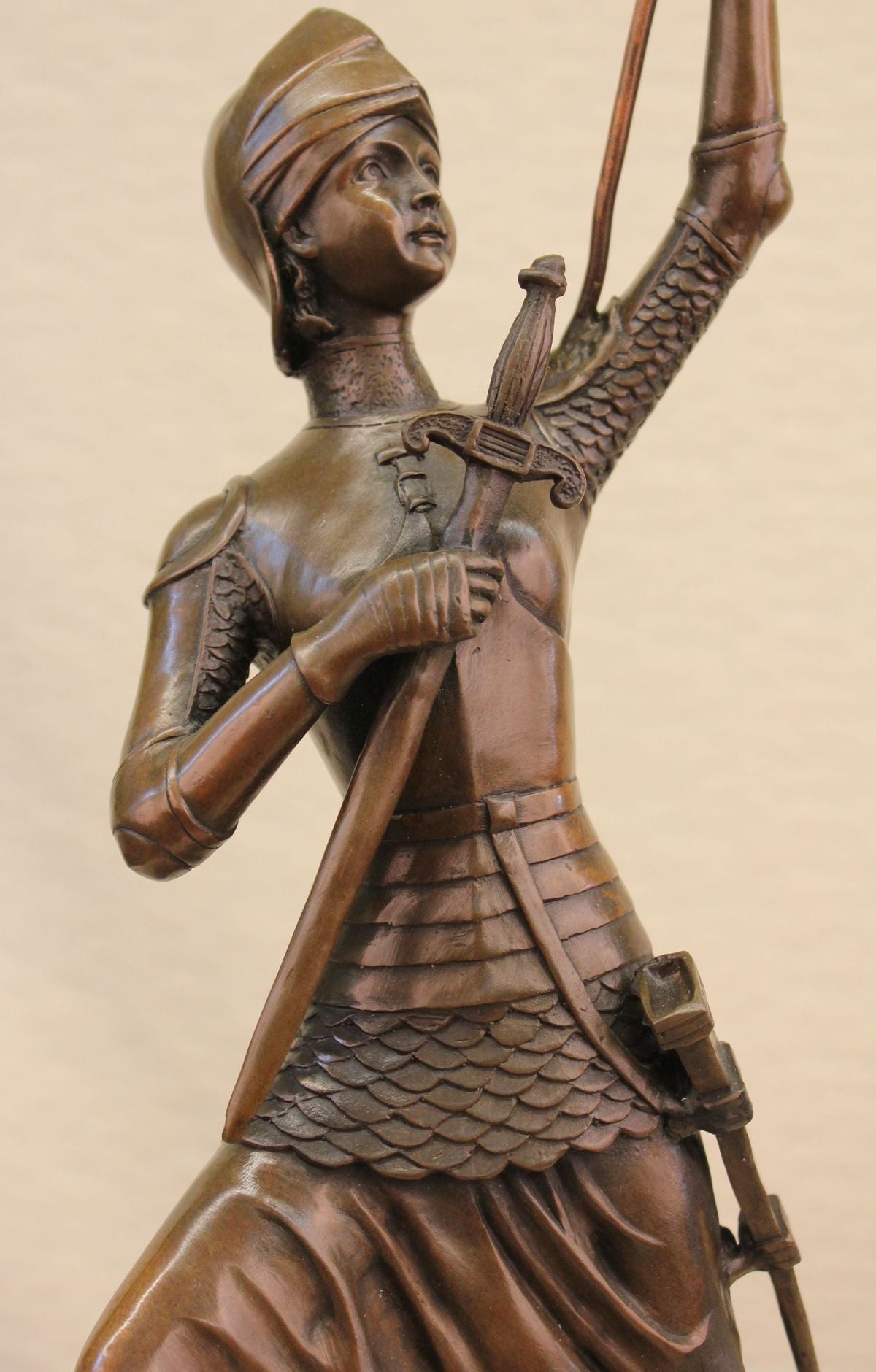 SIGNED Houdon, 100% Real Bronze statue Joan of arc Bronze Sculpture Hotcast