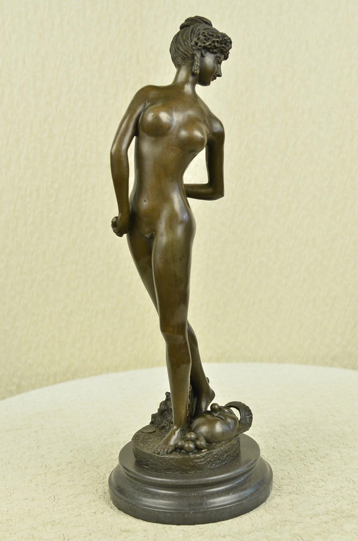 Handcrafted bronze sculpture SALE Girl Nude Ballplayer&quot; &quot;The Gerome Signed