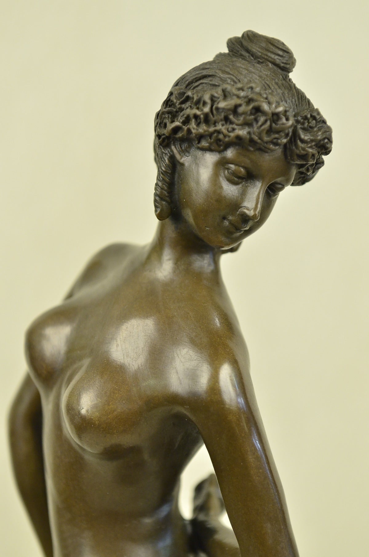 Handcrafted bronze sculpture SALE Girl Nude Ballplayer&quot; &quot;The Gerome Signed