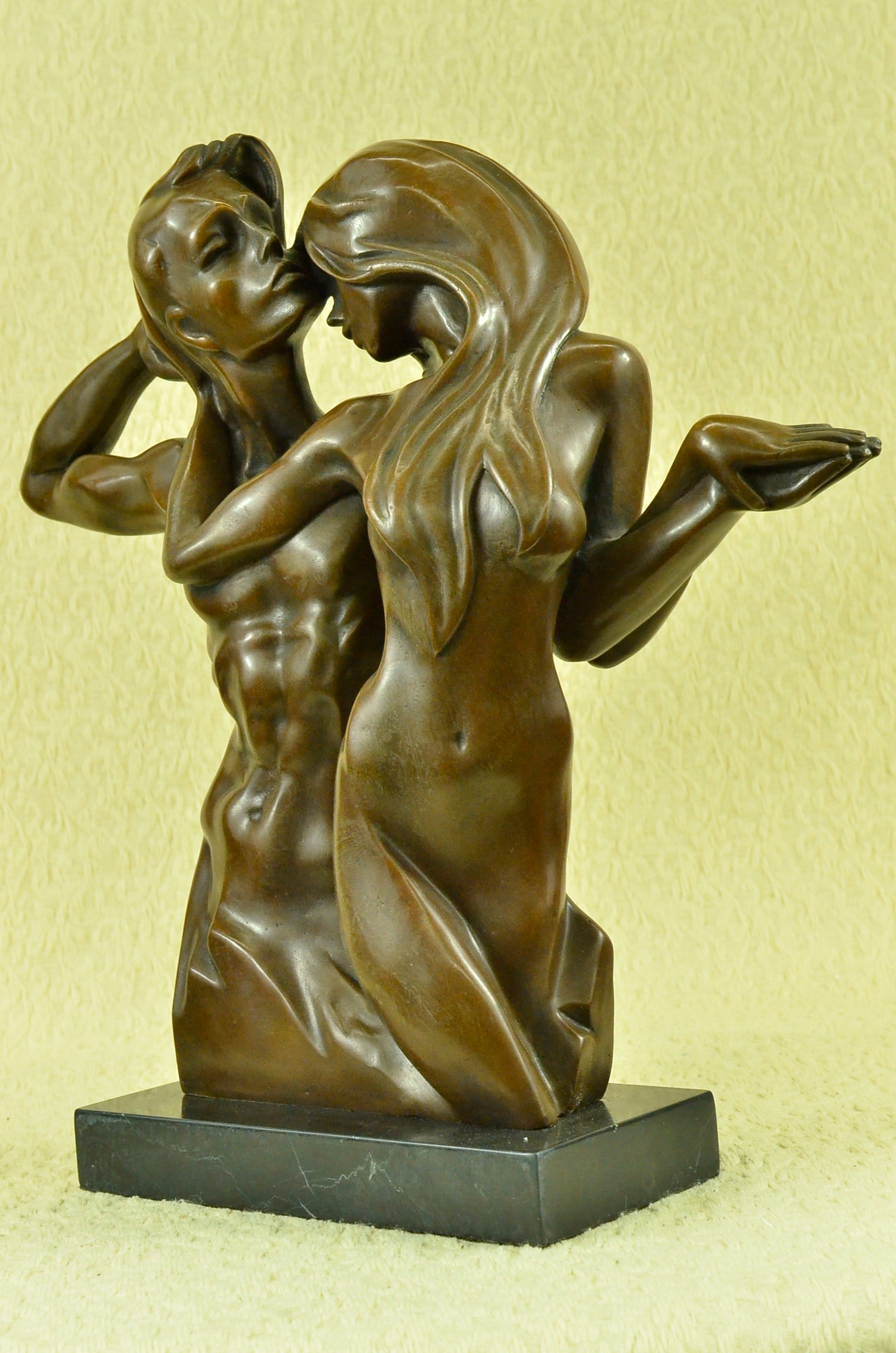 Rare Original Italian Artist Aldo Vitaleh Nude Loving Couple Bronze Sculpture N