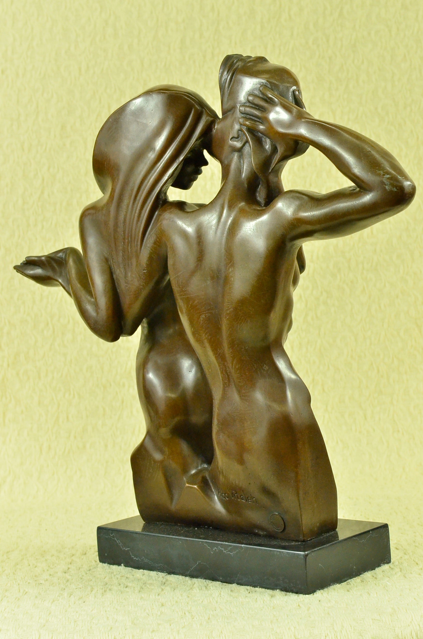 Rare Original Italian Artist Aldo Vitaleh Nude Loving Couple Bronze Sculpture N