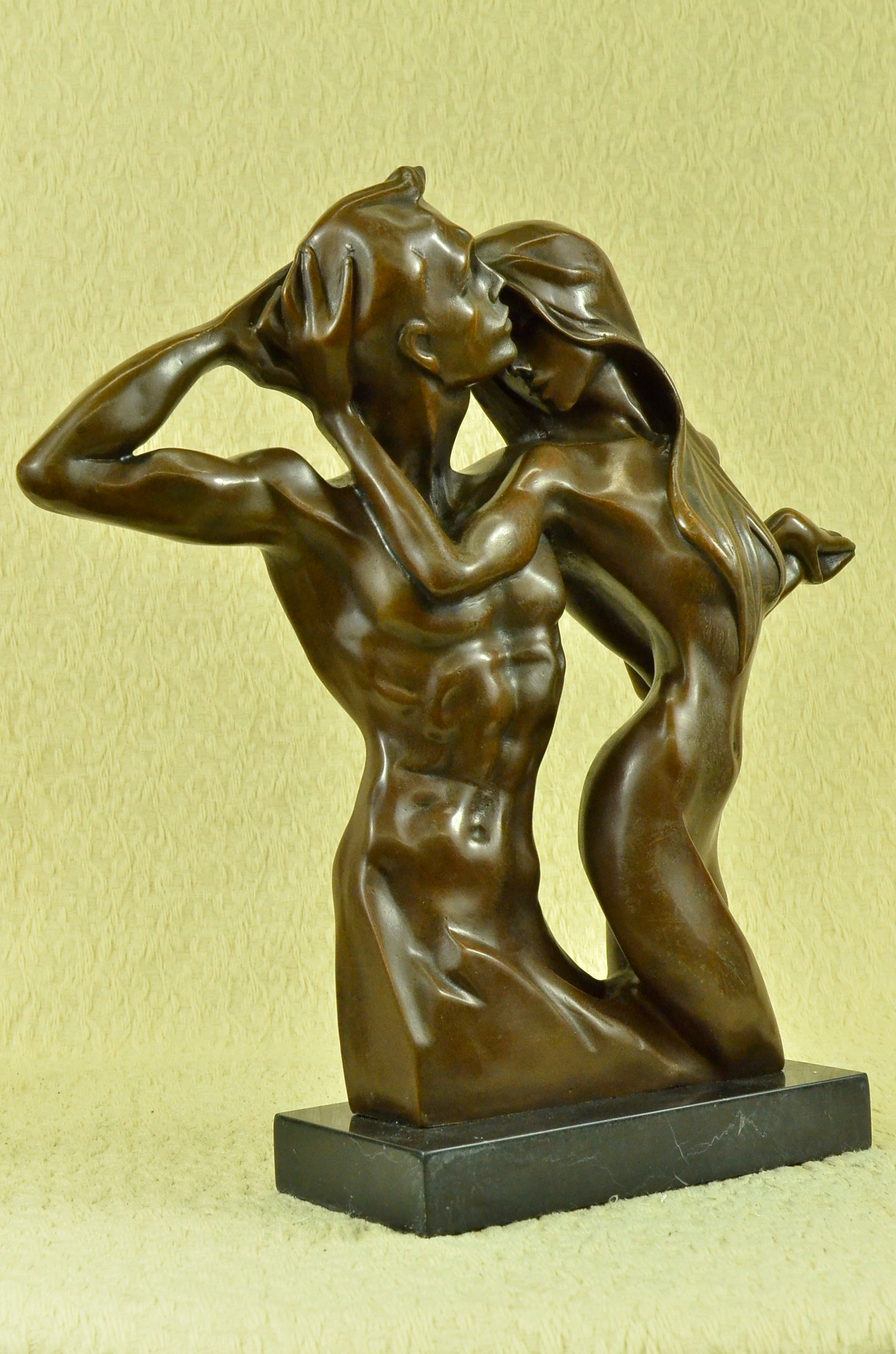 Rare Original Italian Artist Aldo Vitaleh Nude Loving Couple Bronze Sculpture N