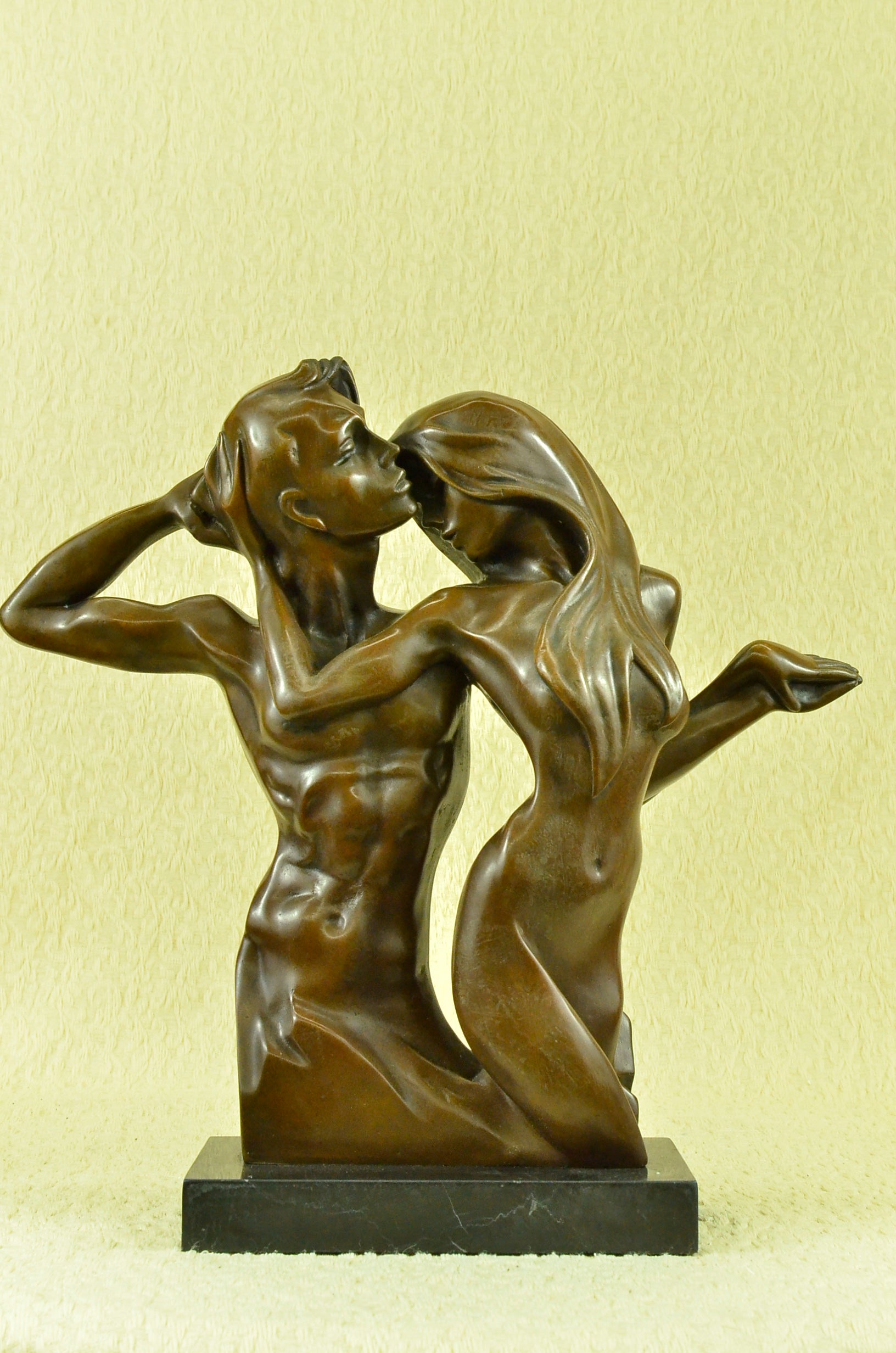 Rare Original Italian Artist Aldo Vitaleh Nude Loving Couple Bronze Sculpture N