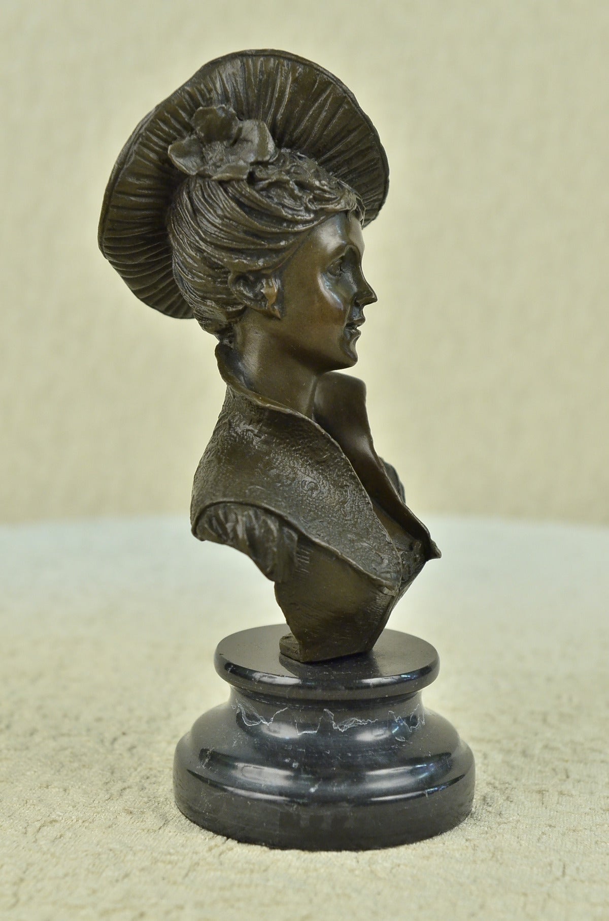 VERY PRETTY Real BRONZE FEMALE CLASSICAL PORTRAIT SCULPTURE STATUE FIGURINE