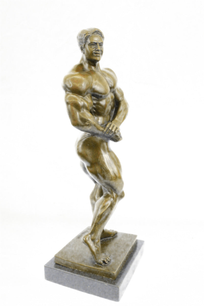 BRONZE STATUE--MALE NUDE--GAY INTEREST---BODYBUILDER MUSCULAR ART DECOG FIGURIN