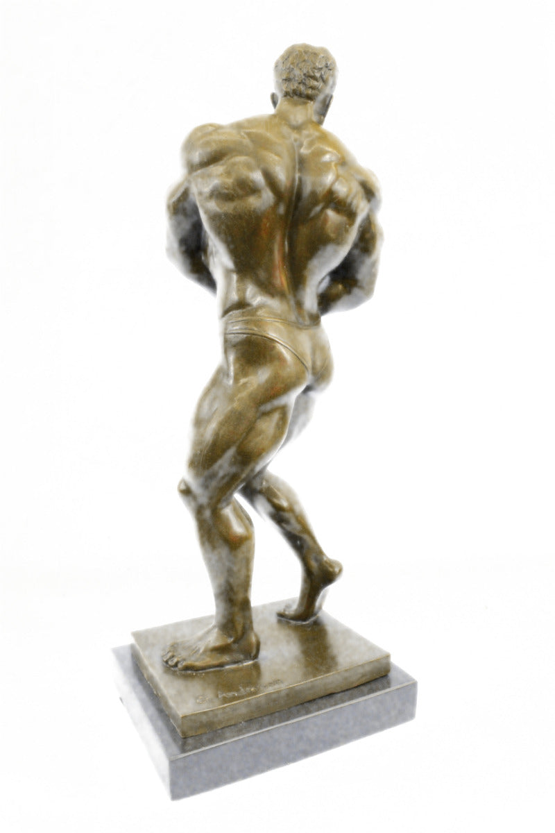 BRONZE STATUE--MALE NUDE--GAY INTEREST---BODYBUILDER MUSCULAR ART DECOG FIGURIN