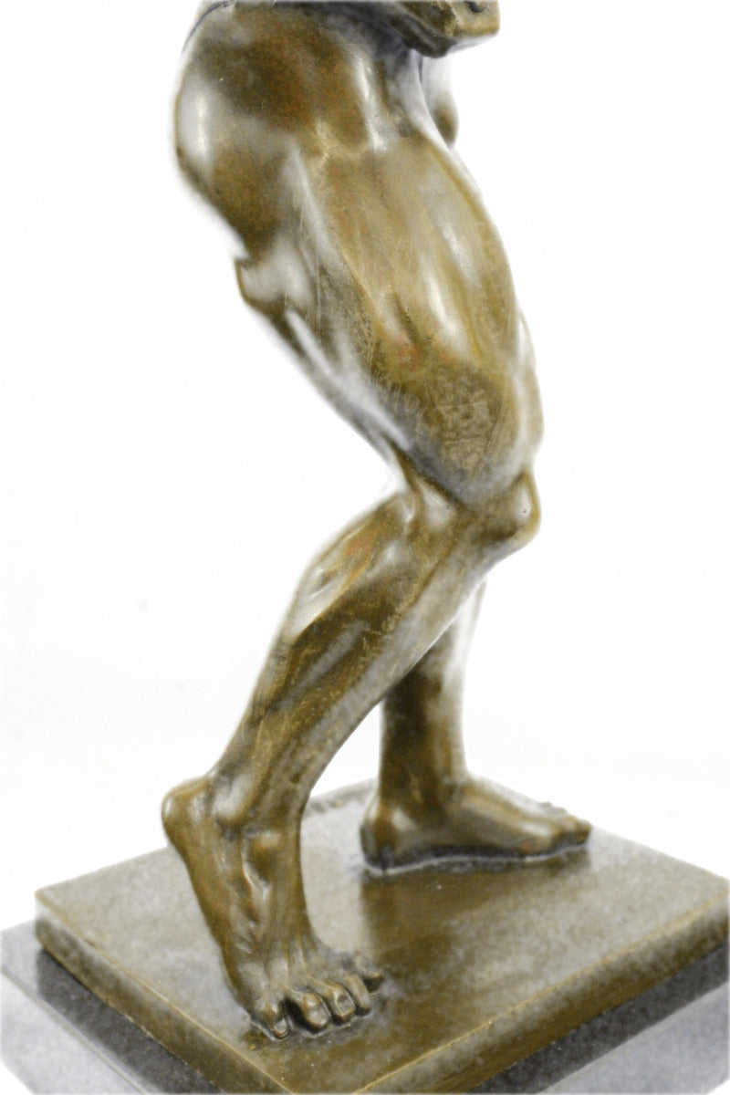 BRONZE STATUE--MALE NUDE--GAY INTEREST---BODYBUILDER MUSCULAR ART DECOG FIGURIN