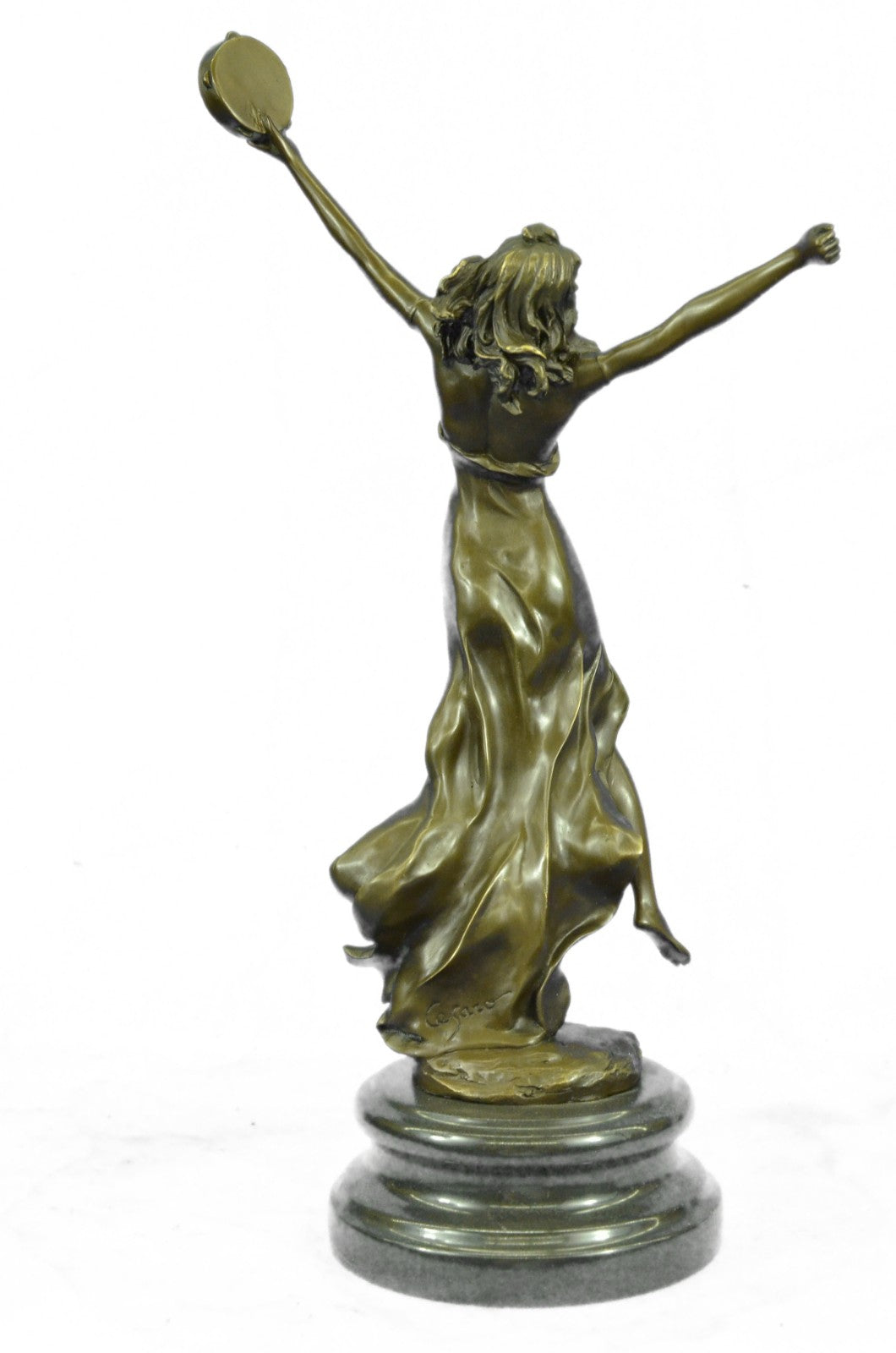 Art Nouveau Tambourine Dancer Bronze Sculpture Detailed Museum Quality Artwork